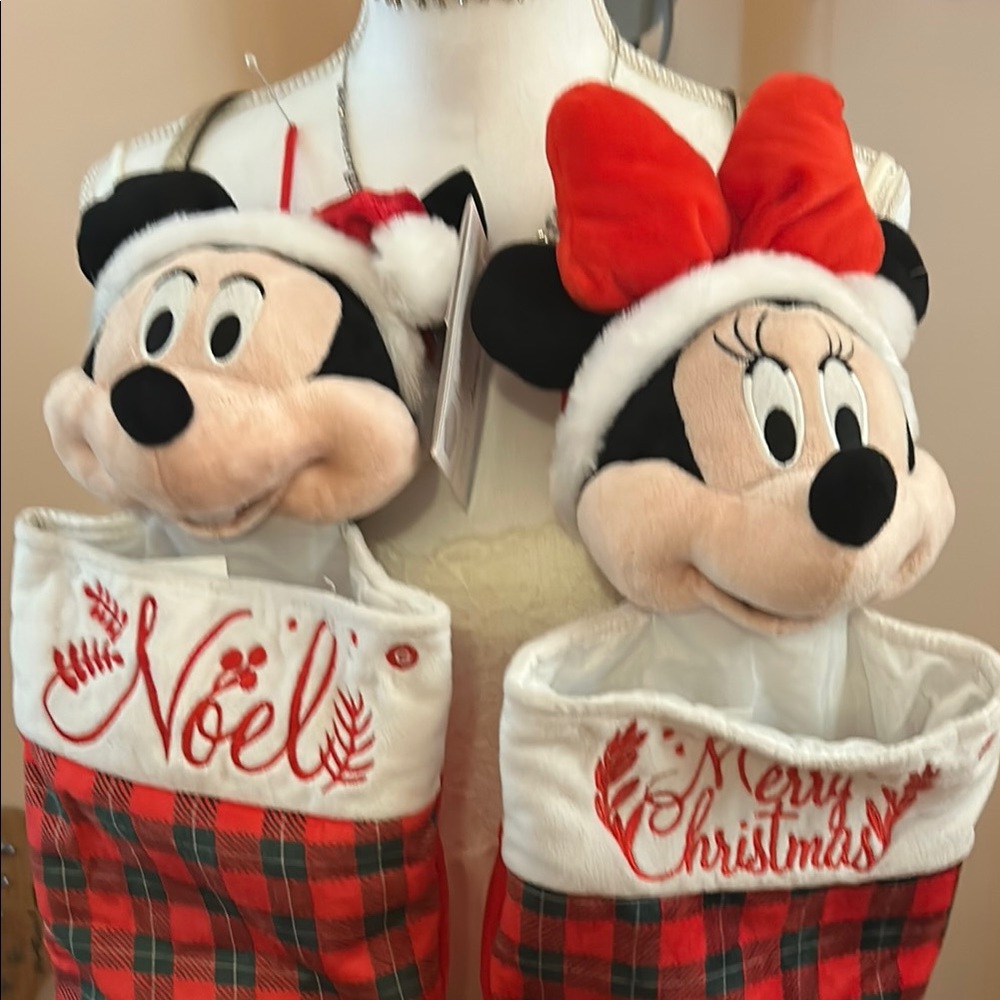 Disney Mickey and Minnie Red Plaid Stockings